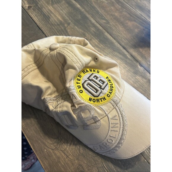 Outer Banks NC Beige Yellow 100% Cotton Embroidered Hat Cap Lockee Headwear - Picture 4 of 6